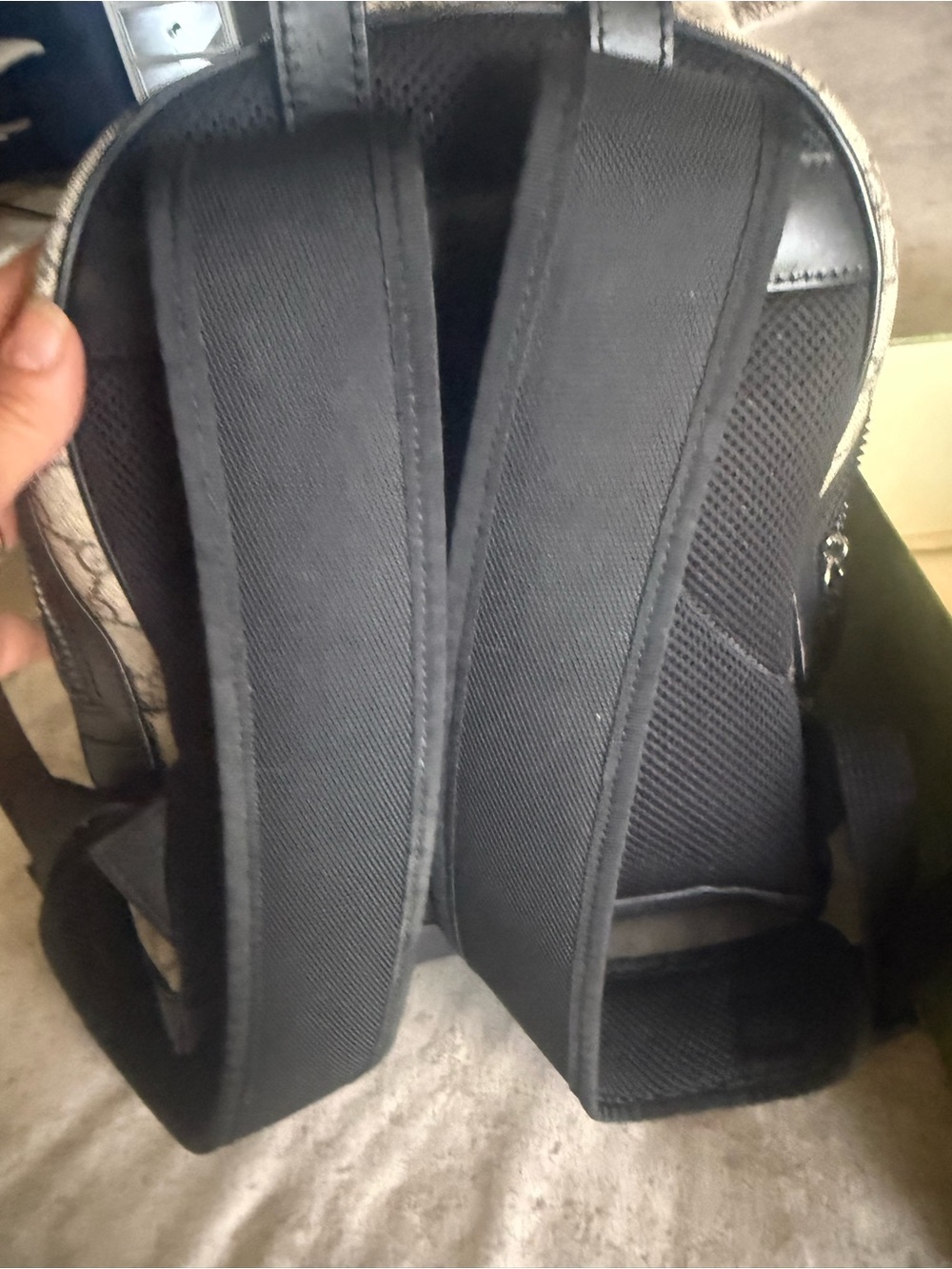 Gucci Black and Beige Monogram Backpack - Picture 8 of 9